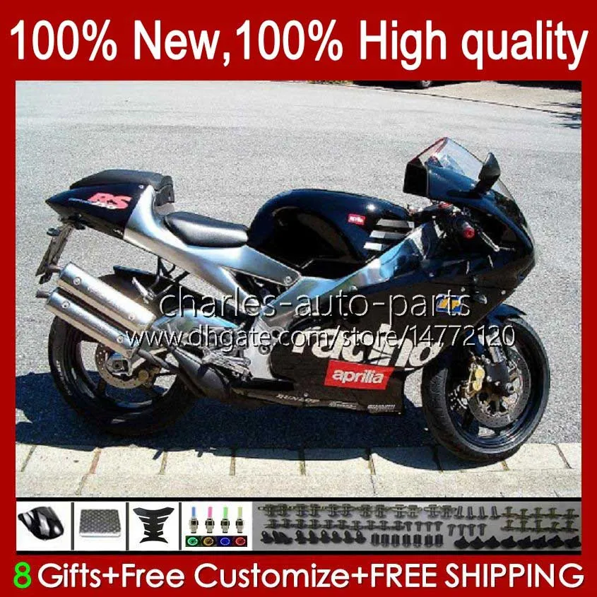 Body Black Silver Kit ل Aprilia RS-250 RSV RS 250 RS250 RR 1998 1999 2000 2001 2002 2003 23NO.75 RSV-250 RS250R 98 99 00 01 02 03 03 RSV250 RSV250RR 98-03 Fairing + Tank Cover