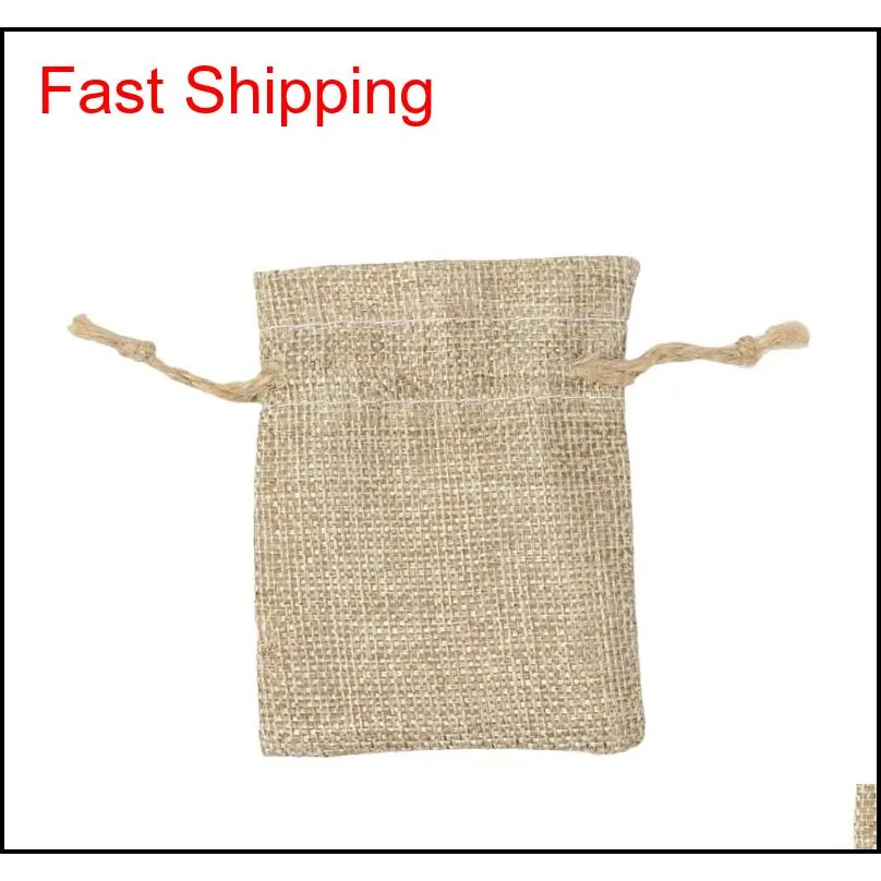 7*9cm double layer high quanlity natural linen drawstring bags jewelry pouch gift hessian wedding favor bags jute bags burlap package