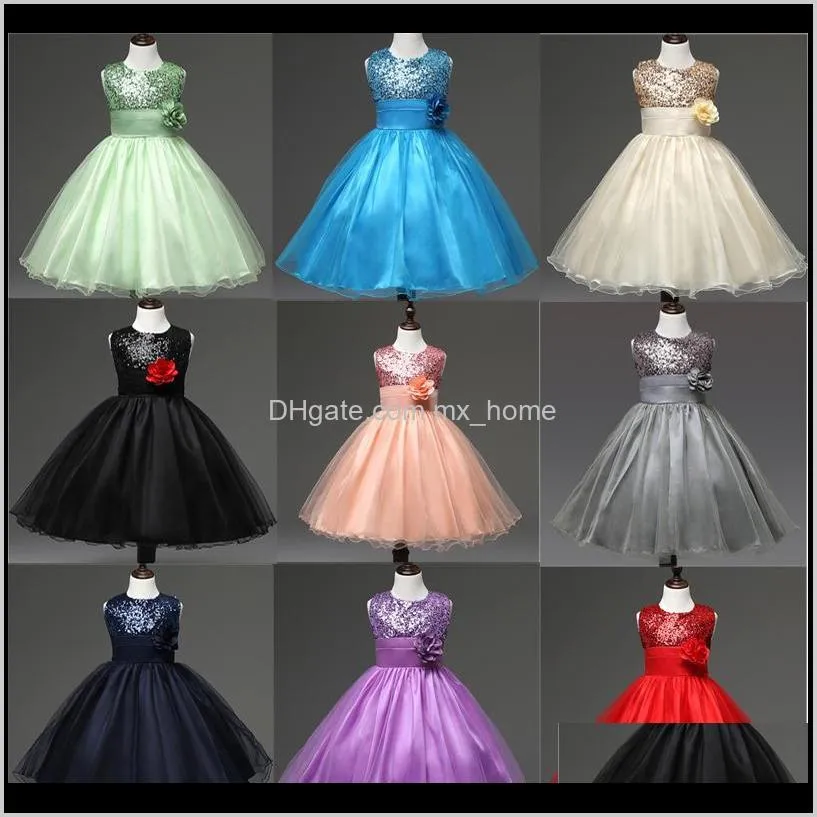 Bébé Vêtements Bébé Maternité Drop Delivery 2021 Enfants Filles Robes De Mariée 11 Paillettes Princesse Noeud Papillon Appliqued Invisible Zipper Dentelle Maille