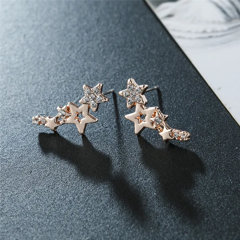 Fashion Simple Star Women Studs Earring Shiny White Zircon Exquisite Versatile Female Earrings Stylish Jewelry