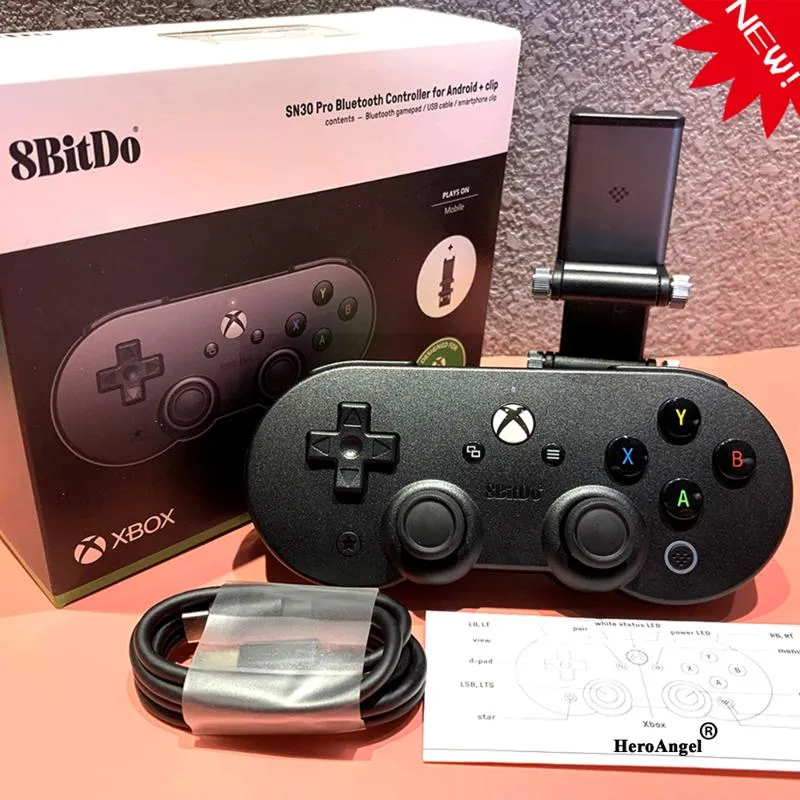 Spelkontroller Joysticks Est 8Bitdo SN30 Pro Android Gamepad för Xbox Cloud Gaming inkluderar Clip Phone Hoder Trevlig present Jul