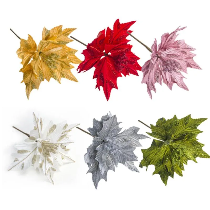 장식 꽃 화 환 1pcs 고품질 크리스마스 시뮬레이션 잎 잎 꽃 배열 장식품 가정 장식