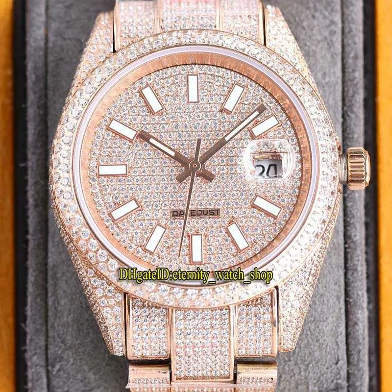 Luxury Mens Klockor Smycken RRF Senaste produkterna 126233 126334 126333 A2824 Automatisk Iced Out Full Watch Diamonds Ring 904L Steel Diamond