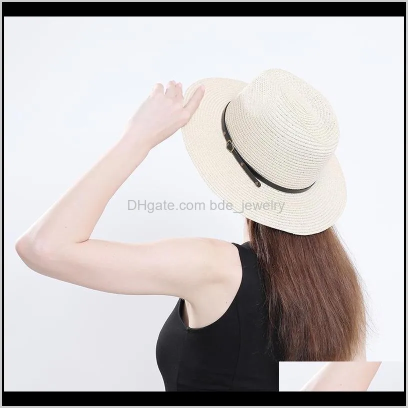 simple foldable wide brim floppy girls straw hat sun beach women summer uv protect travel cap lady female hats