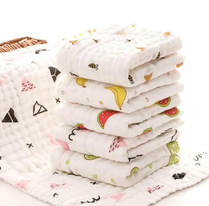 2021 Baby Burp Doeken 100% Katoen Gaas Pasgeboren Badhanddoek Musine Baby Face Handdoeken Babybad Wrap Wipe Cloth 17 Designs 100st