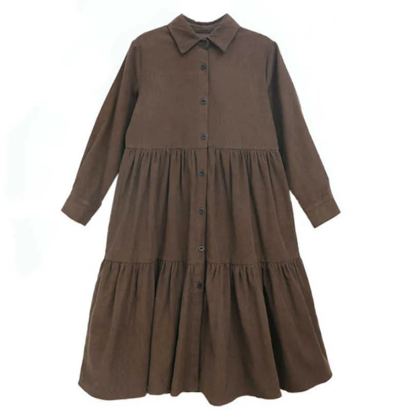2021 Fall Corduroy Midi Dress For Girls With Ruffles Bootstrap