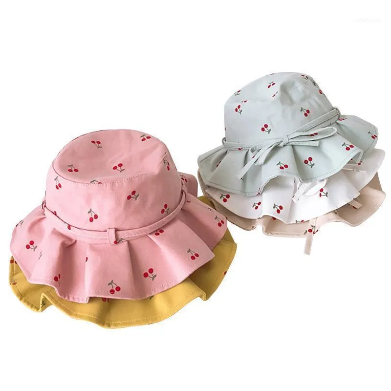 Strawberry wiadro kapelusz dla dziecięcych dziewcząt lato rybak szeroki Brim Travel Outdoor Sun Hats Cute Kids Cap Akcesoria 2-5y Caps 1