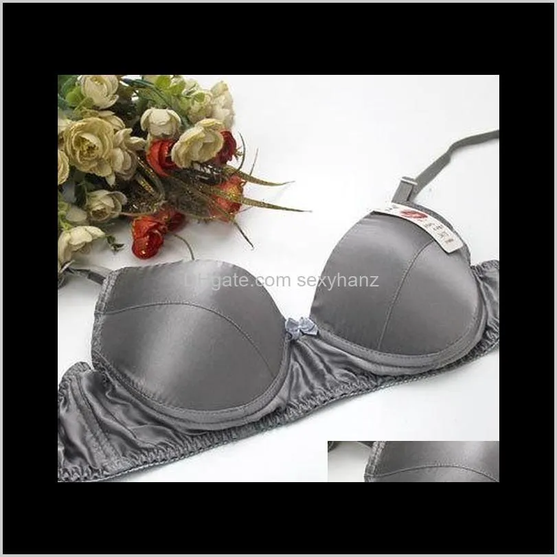 pure silk bra double faced real silk wire sponge thin 100% mulberry bras 34/75-42/95ab shipping