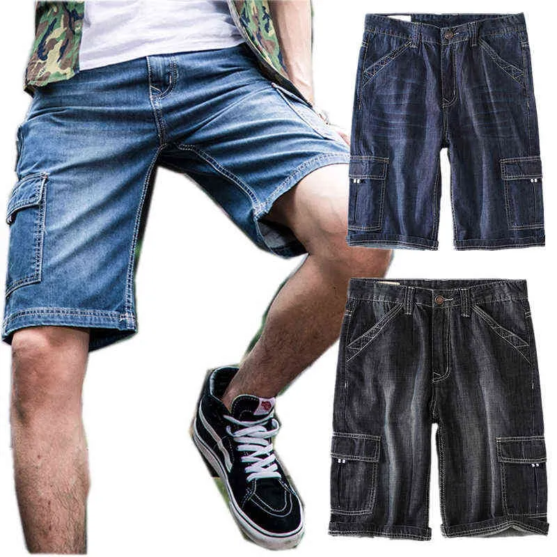 Mens Denim Cargo Denim Cargo Shorts Casual Summer Jeans In Big Sizes 42