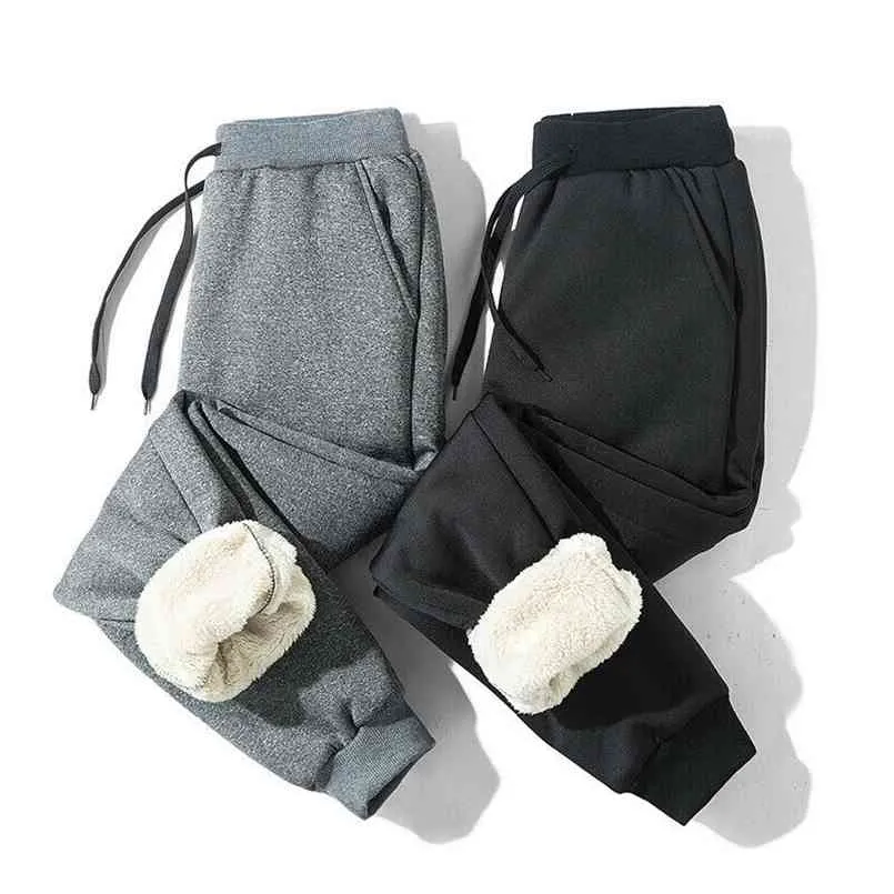 Män tjock fleece termaler byxor utomhus vinter varm casual byxor joggare sport svett för pantaloner hombrre 210810