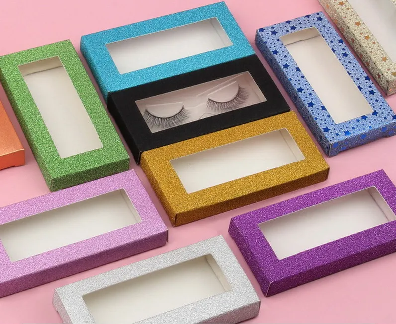 Empty Eyelash Packaging Box Colorful Lash Makeup Case Rectangle Frosted False Strip Boxes Make Up Faux Cils Cases