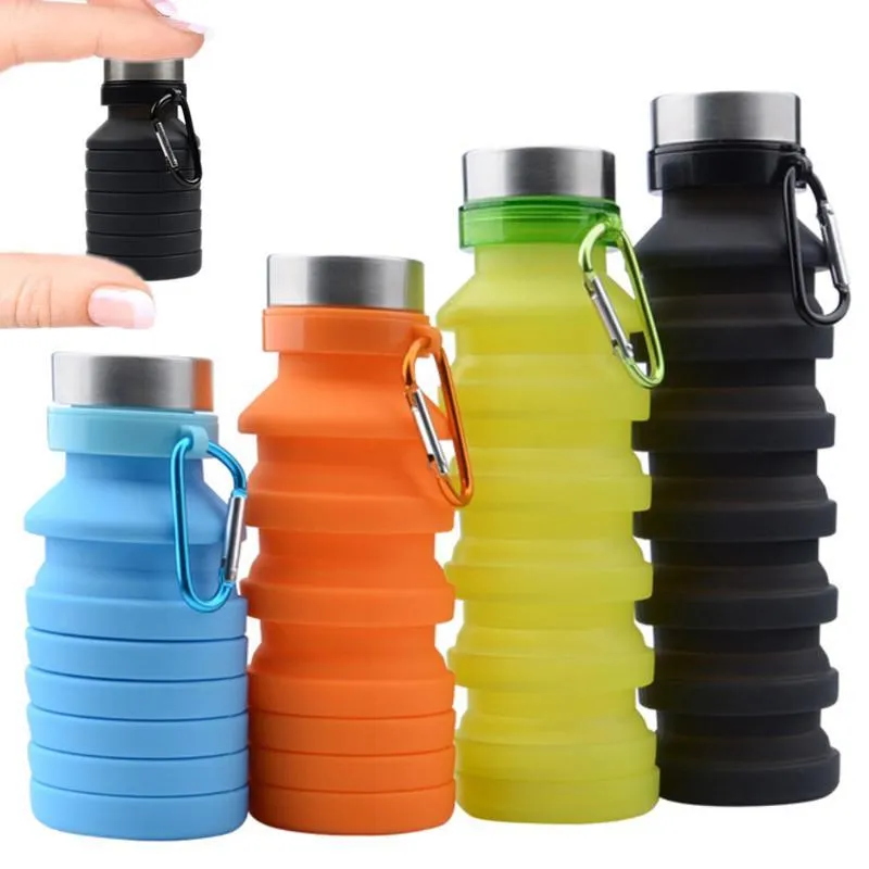 20pcs Water Bottles & Cages Folded Silicone Bottle MTB Bike Cup Kettle Outdoor Camping Leak-Proof Folding Tour Gel Kids Retractable Collapsible 55