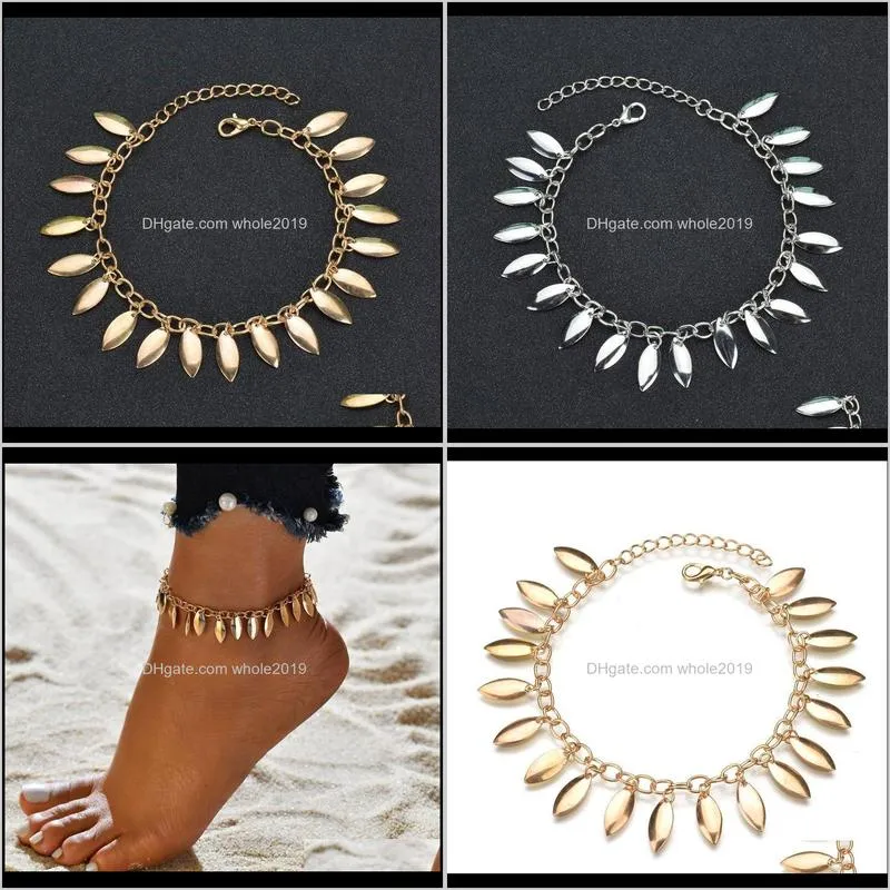 fashion parts summer creative tassels sequin small leaves anklet anklets