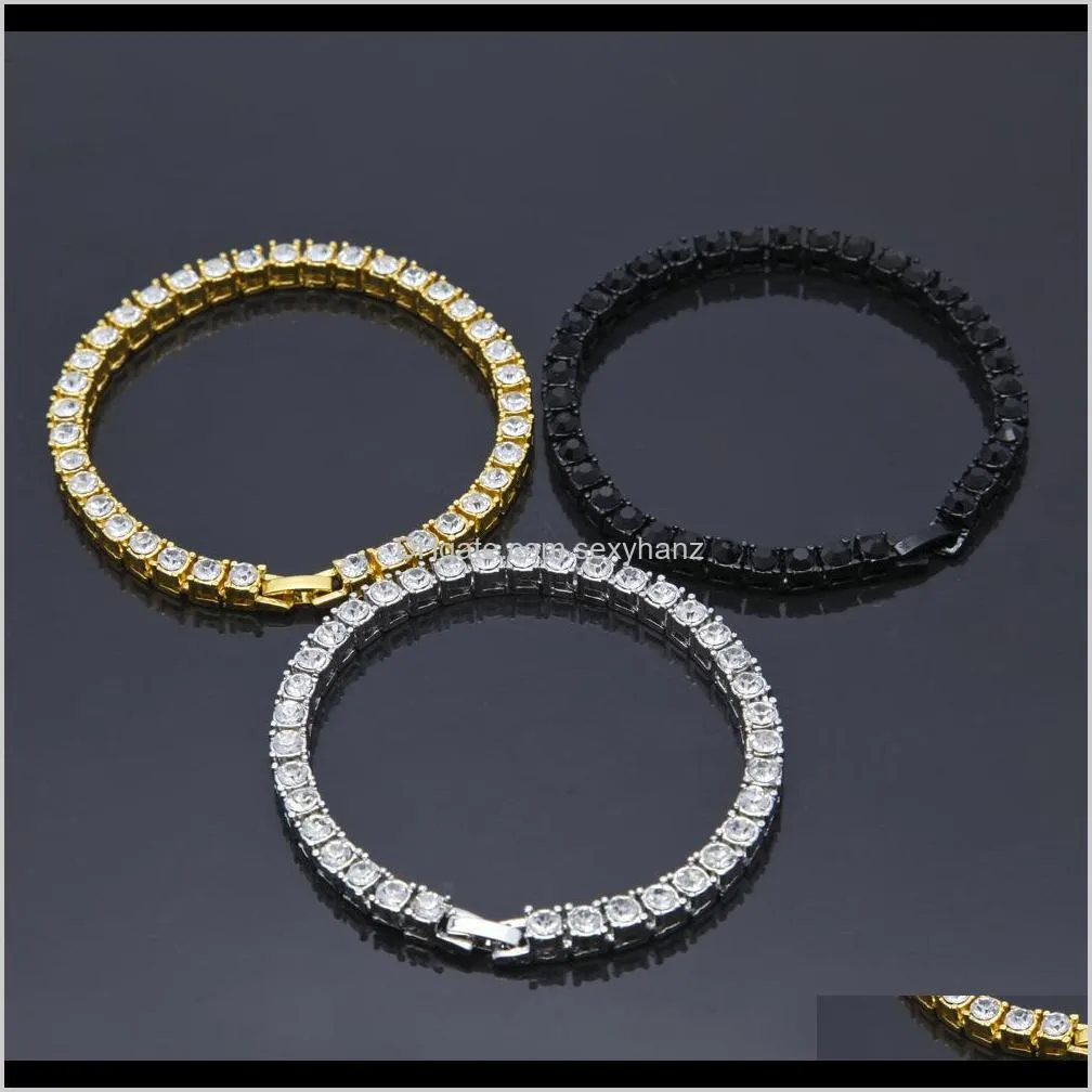 hip hop bracelet gold plated bling bling 1 row iced out cz bracelet top fashion mens jewelry y#101