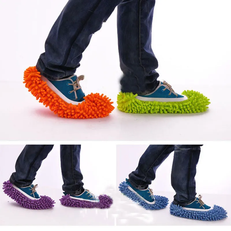 Couvre-chaussures multifonctionnelles en microfibre Chenille Pantoufles propres Lazy Drag Shoe Mop Caps Household