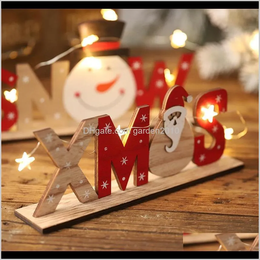 new christmas wooden letter decorations santa claus printed desktop ornaments plywood home decors ornaments a07