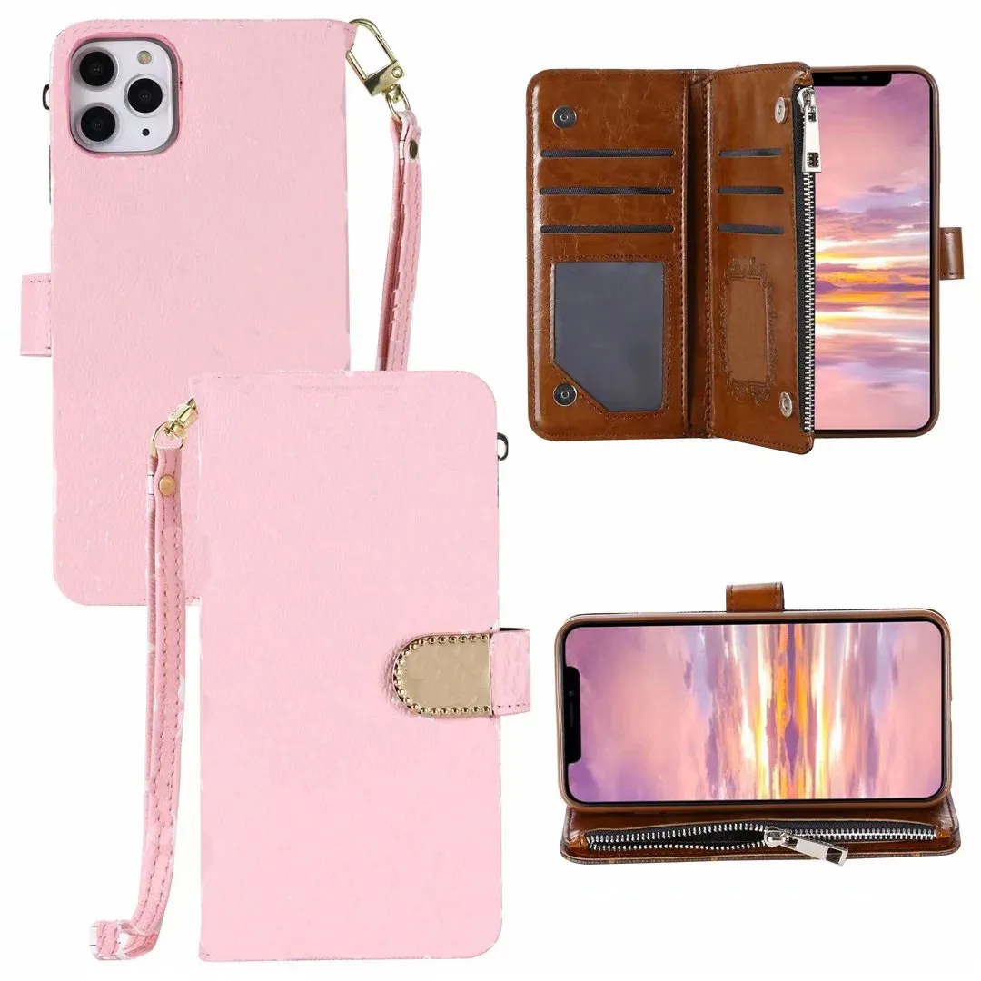 Fashion designer phone cases for iPhone 12 13 Pro max 11 11Pro XR XS MAX shell leather Multi-function card package storage wallet cover O07