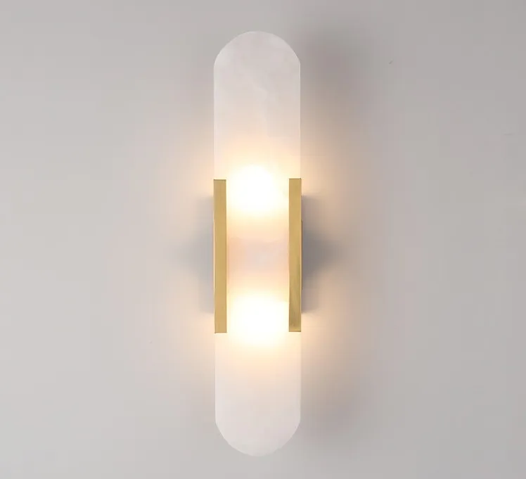 Lámpara de pared LED de mármol 90-260V, aplique para sala de estar, pasillo, luces de baño de Hotel, iluminación de ambiente de Metal dorado