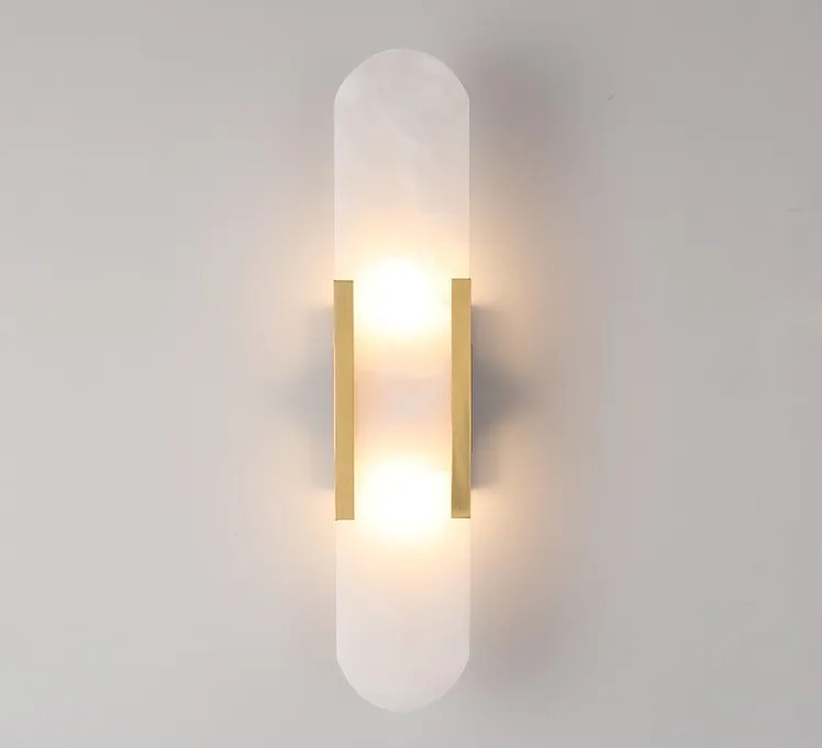 Marmor LED Vägglampa 90-260V Vardagsrum Korridor Sconce Hotell Badrum Ljus Golden Metal Atmosphere Lighting