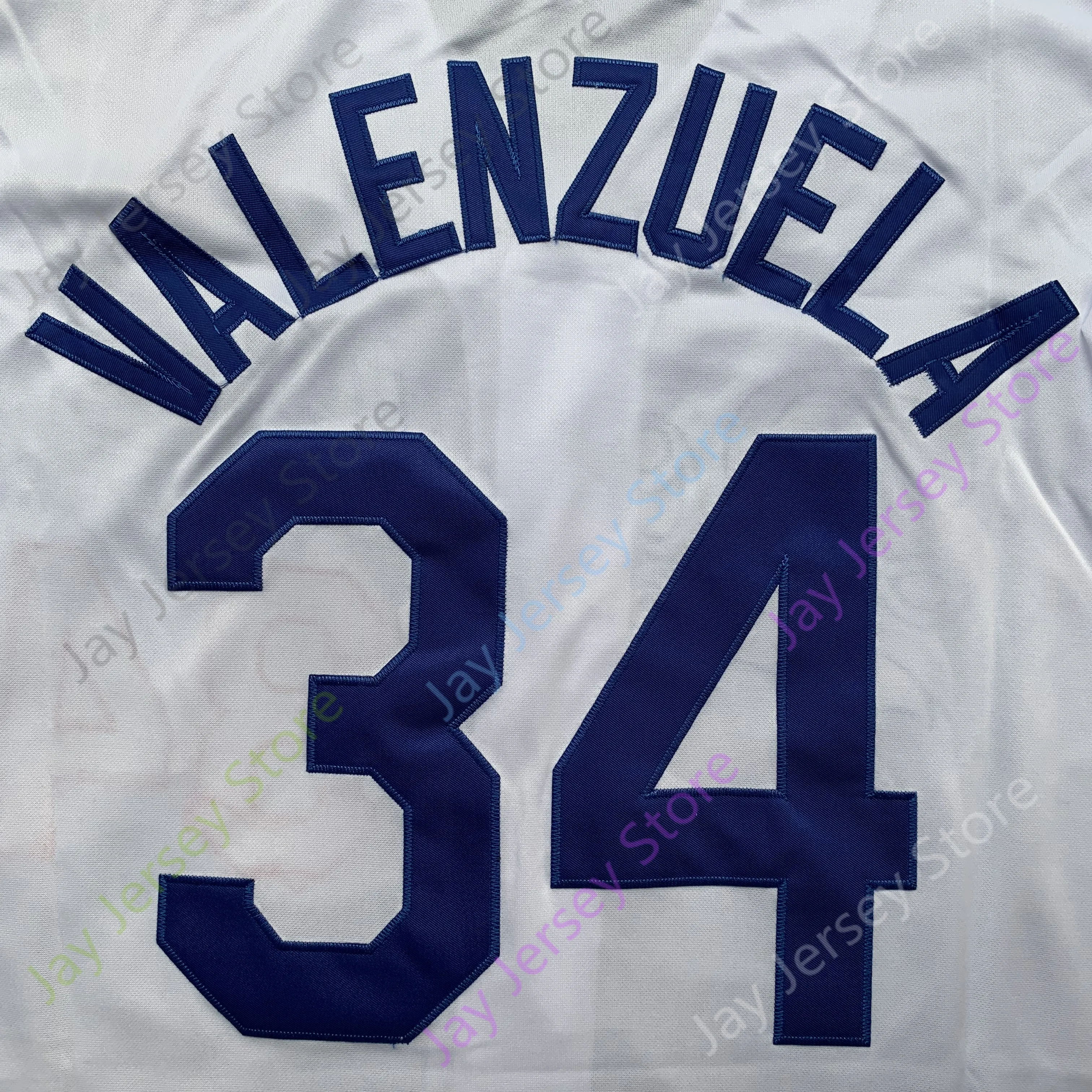 Fernando Valenzuela Baseball Jersey 1981 World Series Patch Blue