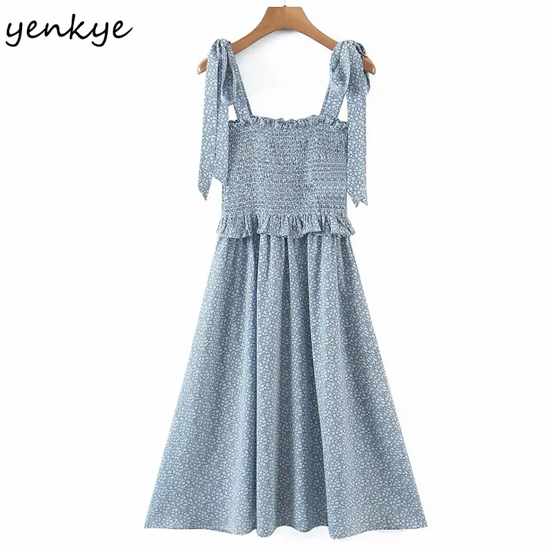 Summer Women Vintage Floral Print Chiffon Dress Female Fungus Edge Sleeveless Elegant Lady Dresses Holiday Vestido 210430