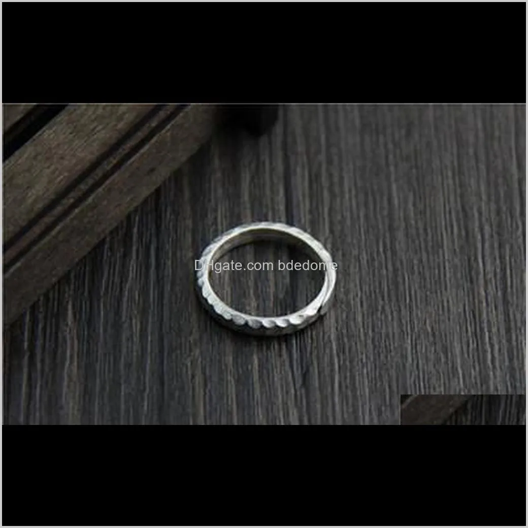 999 Pure Silver Vintage Handmade Ring Simple Female Opening Type Women Rings Bijouterie Fine