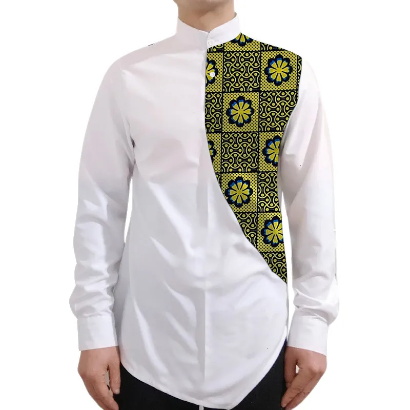 Mens T Shirts Designer Ankara Tops Tailor Made African Clothing Long Sleeve Shirt  White &Wax And Patchwork Shirts Mans Dashiki Clothes X6K3 From  Trendyamoy765, $53.16