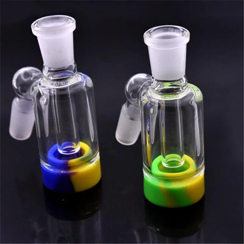 Nyaste designglas￥tervinning av catcher -adapter 14mm 18mm manlig kvinna med f￤rgglad silikonf￶rvaringsl￥da f￶r glasvattenbongar dab riggar