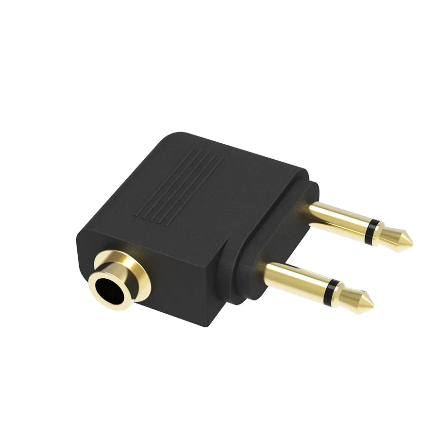 Conector AUX estéreo de 3,5 mm 2 macho a 1 hembra F Splitter Audio Conectores o auriculares Air Aircraft Airline Airplane Adapter