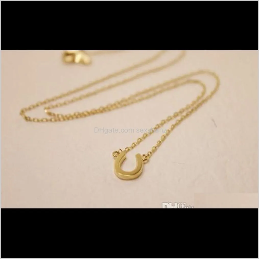 10pcs- n069 gold silver lucky horseshoe necklace mens jewelry horse hoof necklaces cute u necklace small simple paw necklaces