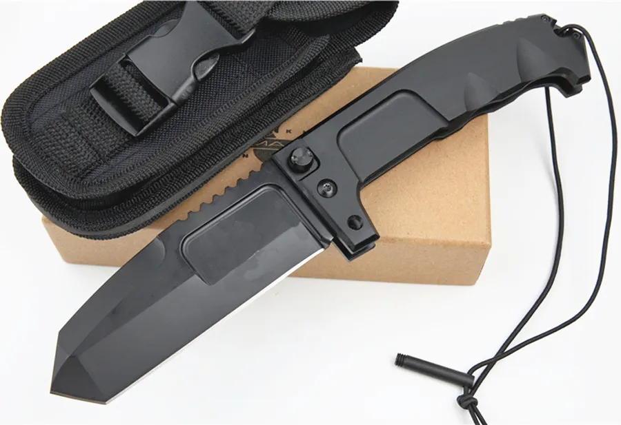 Im Angebot!! ER Strong Survival Taktisches Klappmesser, 440C Titanbeschichtetes Tanto-Point-Messer, 6061-T6-Griff, mit Nylonscheide und Einzelhandelsverpackung