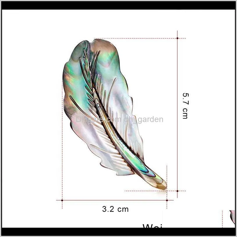 natural abalone shell brooches fashion feather shape brooch pins european design women party jewelry brooches pin