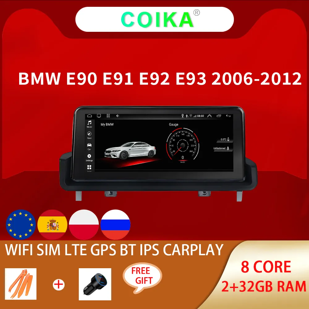 10.25 CarPlay Auto DVD-speler GPS NAVI SETERO VOOR BMW E90 E91 E92 E93 Android 10 Systeem WIFI 2 + 32 GB RAM Google Bluetooth Muziek Multimedia IPS Touchscreen