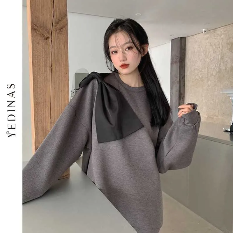 Yedinas Vintage Pullover Frauen Casual Herbst Winter Jumper Übergroße Mode Lose Pullover Harajuku Damen Jumper Chic Top 210527