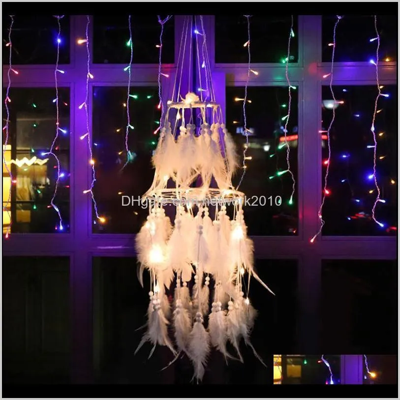 Decoration Event Festive Party Supplies & Garden Drop Delivery 2021 Dream Catcher Feather Lace Girl Style Handmade Dreamcatcher With String L
