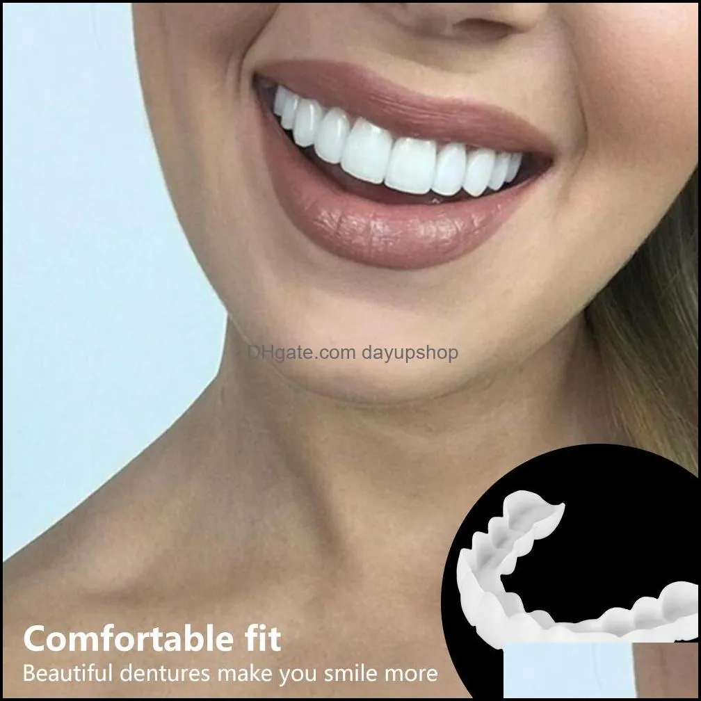 Upper/Lower Cosmetic Denture Polyethylene Grills Fake Tooth Cover Simulation Teeth Whitening Dental Brace Oral Care Beauty Snap on