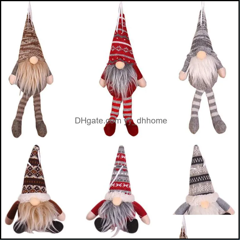 Handmade Santa Tomte Gnome Christmas Tree Pendants Hanging Ornaments New Year Xmas Home Party Decoration JK2009XB