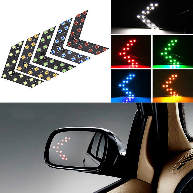 2-Pack 14-SMD LED Side Mirror Turn Signal Arrow Lights – Universal Fit (Yellow)