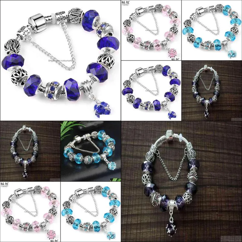 Women`s Crystal Bead Fashion Bracelet electroplated alloy crystal bracelet new DIY jewelry