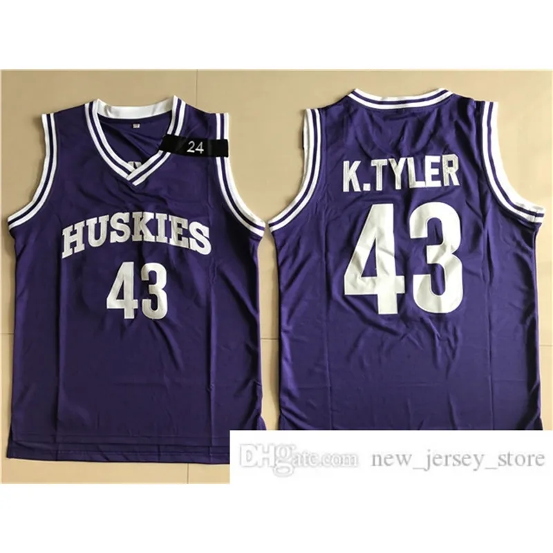NCAA 6 번째 남자 영화 43 Kenny Tyler Jersey Marlon Wayans 대학 농구 유니폼 저렴한 스포츠 유니폼 보라색 색상 빠른 배송