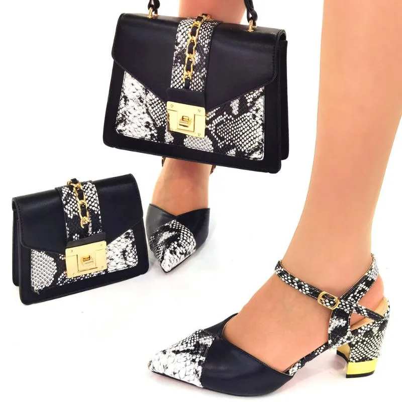 Dress Shoes Black Color Italian Shoe With Matching Bags High Quality African And Bag Set For Party In Women Nigerian