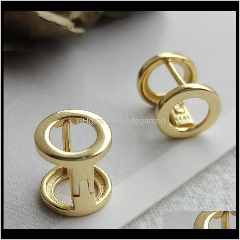 jewelry S925 sterling silver earrings 18k gold plated dumbbell stud earrings ear lips for men women classic