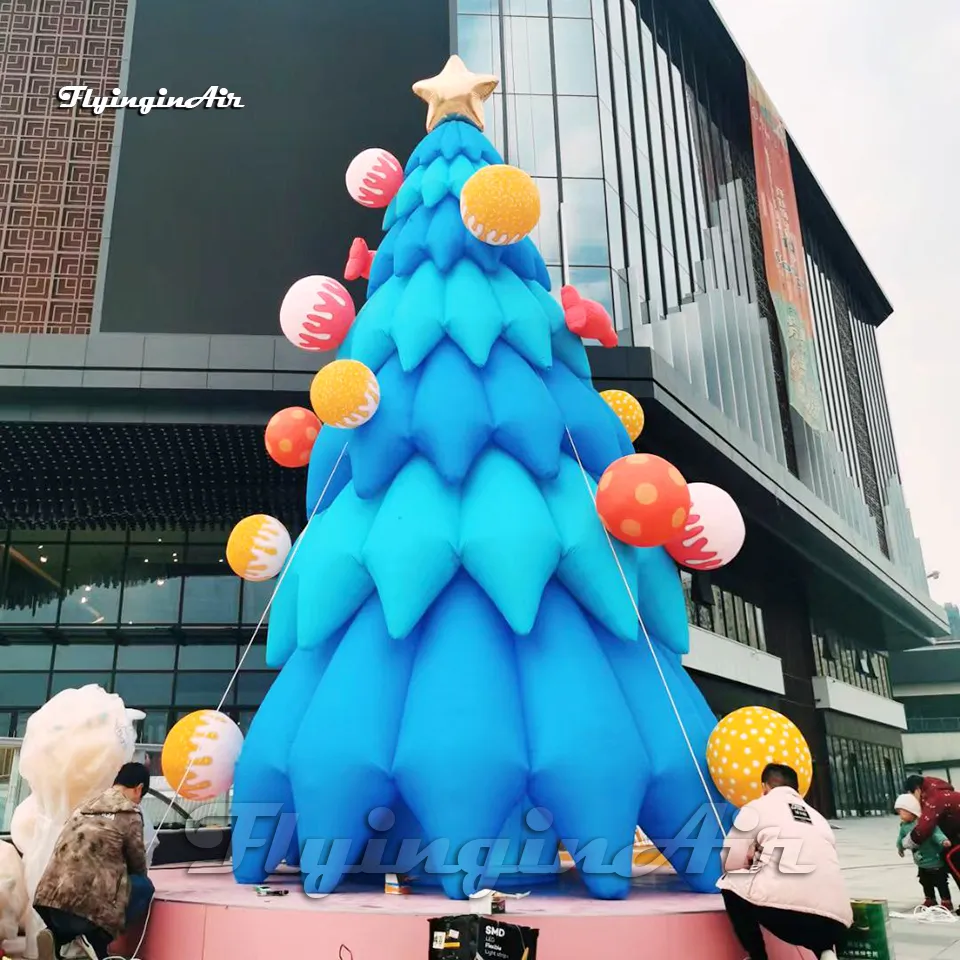 Décorations de Noël en plein air annonçant l'arbre de Noël gonflable 7m de hauteur simulé arbre à feuilles persistantes soufflé à l'air avec lumière LED pour le nouvel an