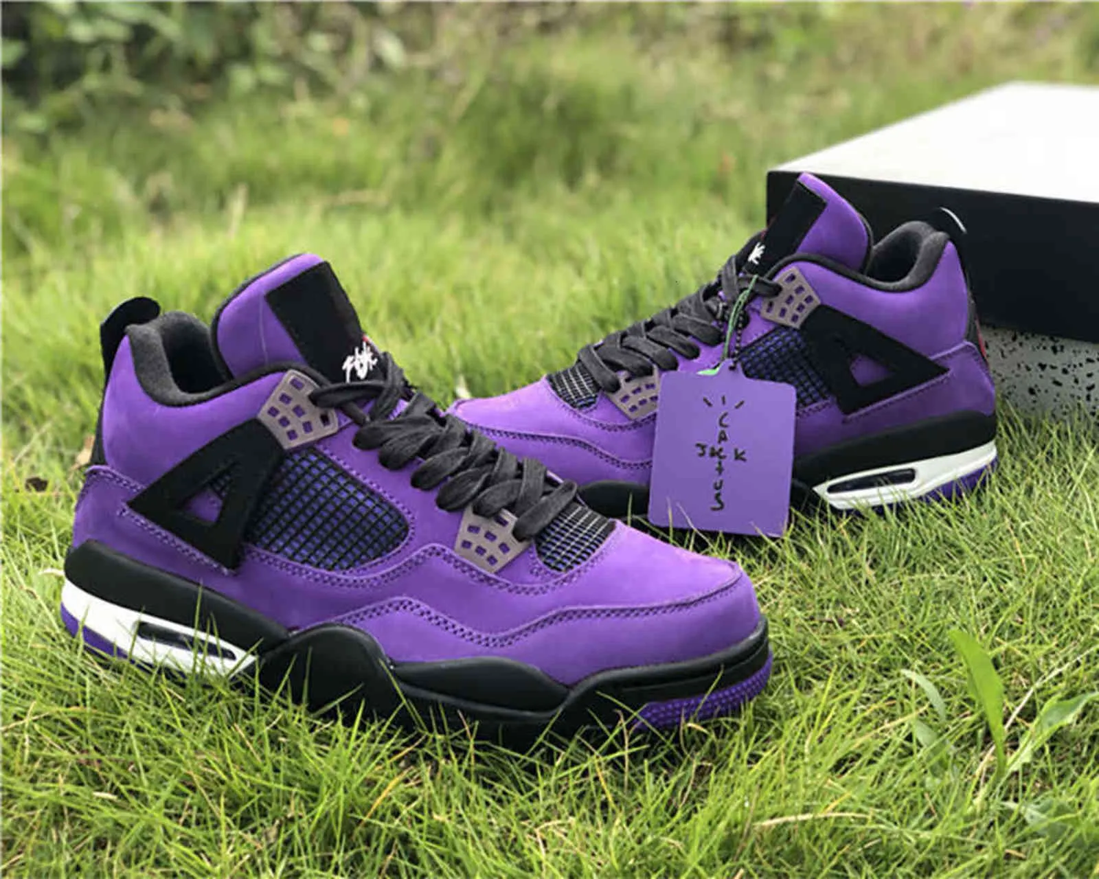 Mens Basketball Shoes Black Purple Men Woman TS Cactus Jack x Jumpman 4 4s outdoor running trainers sport Sneaker With Box