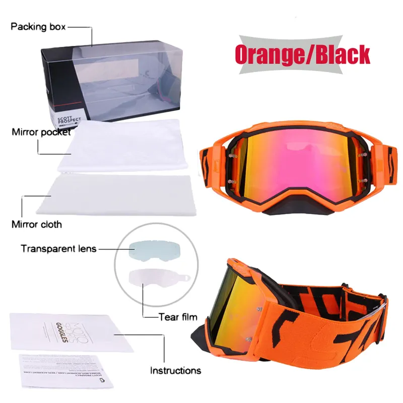 Motocross Sunglasses Outdoor Sport Goggles for Driver of Motorcycle Dirtbike Helmet Glasses Plus Lens&Bag&Box Sale in Set