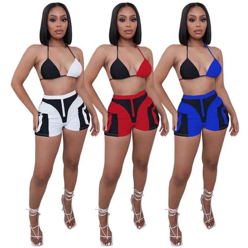 Sommarkvinnor Shorts Tracksuits Outfits Two Piece Set Kvinnor Kläder Sexiga Bra Passar Sportkläder Sport Suit Sälj KLW6437