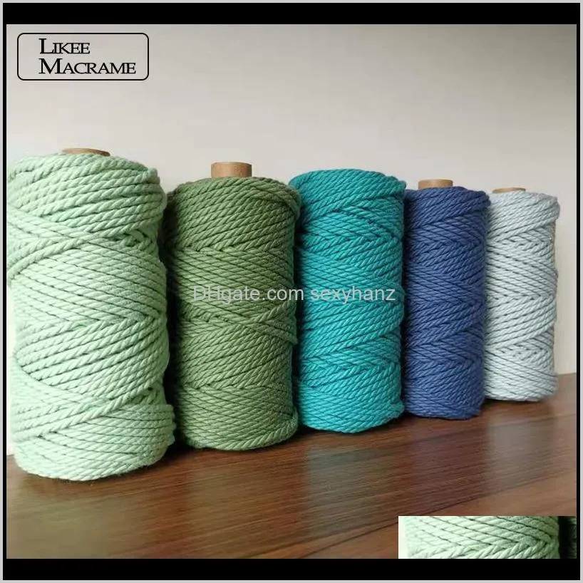 100% cotton 4mm macrame cord colorful cord rope twisted craft string diy home textile wedding decorative supply 54 yards