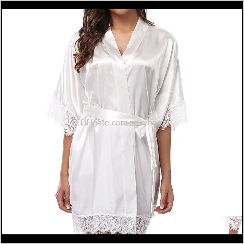 womens sexy plain silk satin lace slim soft robes bath sleepwear exotic sets dress