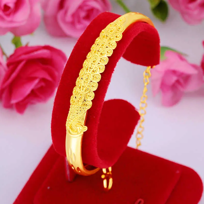Woman 18K Gold Plated Stainless Steel Discs Sequins Texture Bracelet Bangle  Cuff | eBay