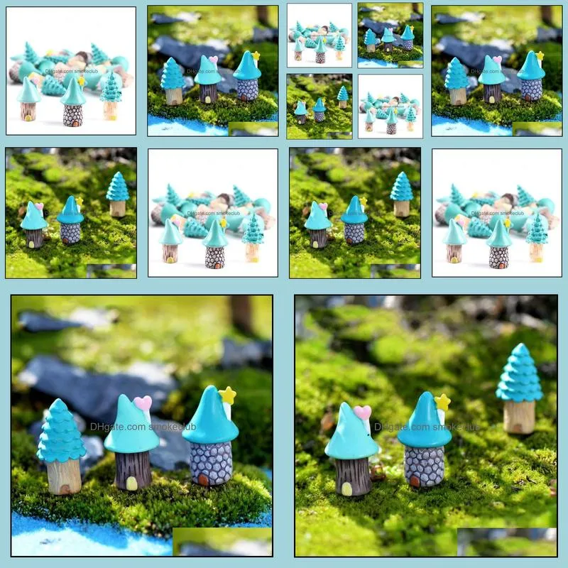 Miniature Cartoon Tree House Bonsai Accessories Ecological Bottle DIY Material Moss Terrarium Micro Landscape Ornaments SN4784